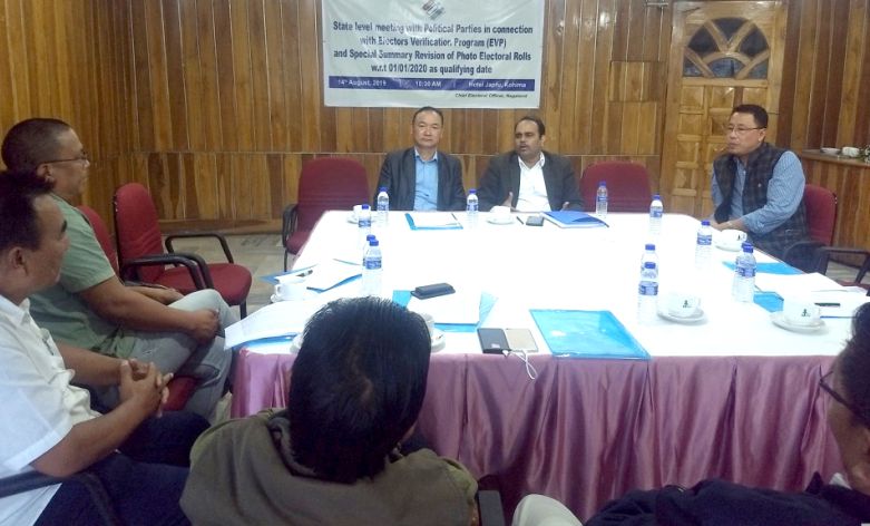CEO Nagaland, Abhijit Sinha addressing the state level meeting with political parties from Nagaland held at Hotel Japfü, Kohima on August 14. (DIPR Photo) 
